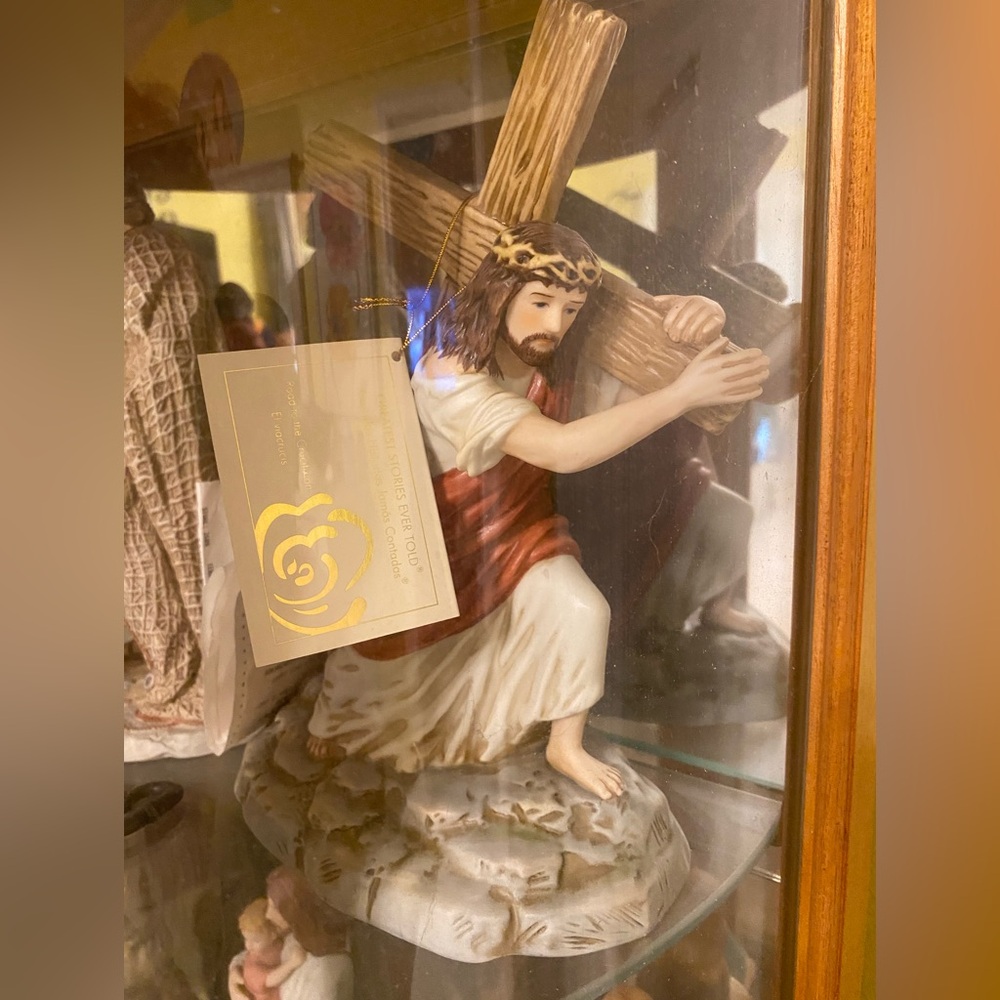 Home Interiors Sacred Figurine with Cross - Red and Brown